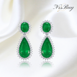 Green Water Drop Earrings