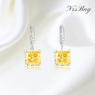 Small square dangle zirconia earrings