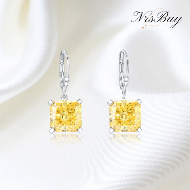 Small square dangle zirconia earrings