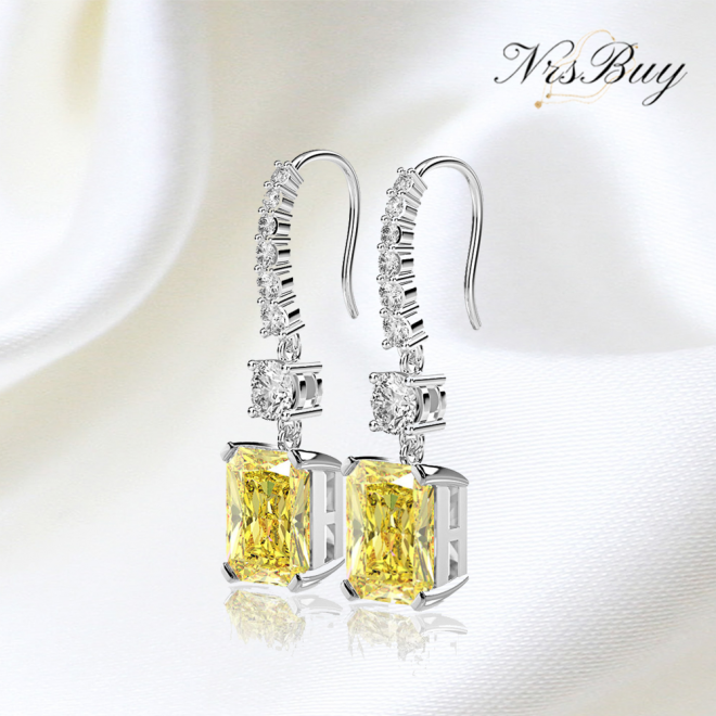 rectangular pendant high ice diamond earrings
