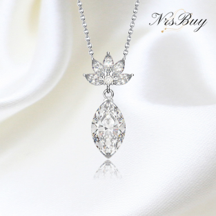 Horse eye zirconia ice flower cut necklace