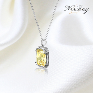 Yellow small octagonal zircon Pendant