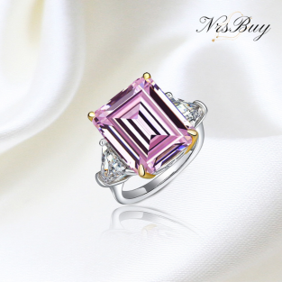 Square Pink Zirconium Ring