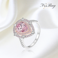 Teardrop-shaped pink zirconium ring