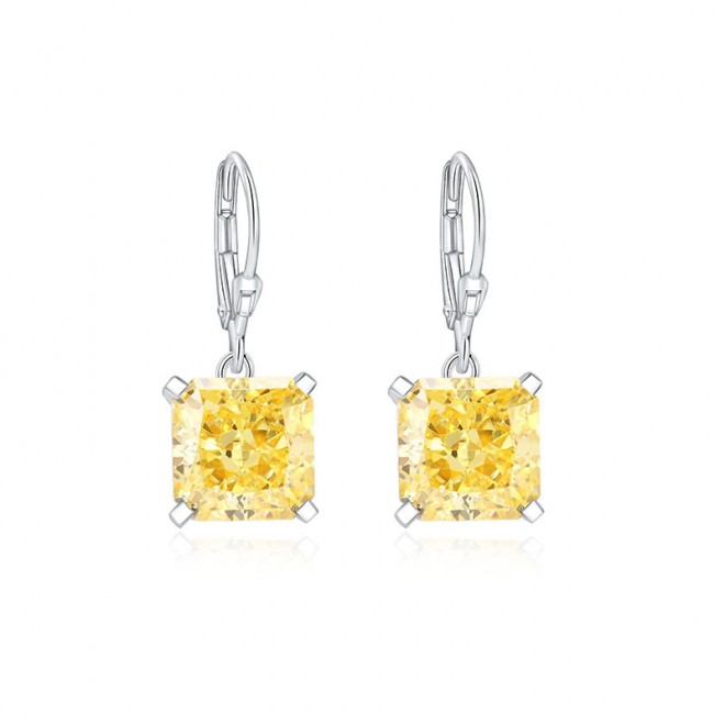 Small square dangle zirconia earrings