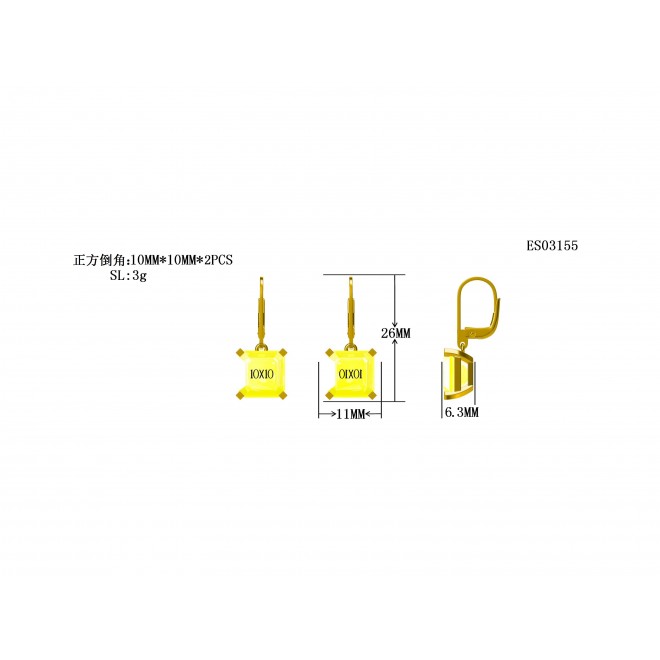 Small square dangle zirconia earrings
