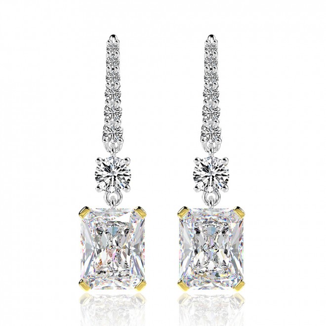 rectangular pendant high ice diamond earrings