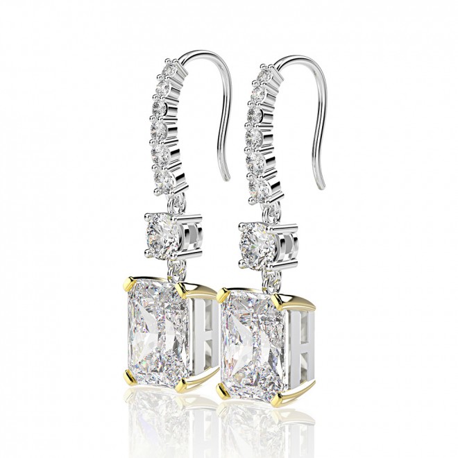rectangular pendant high ice diamond earrings