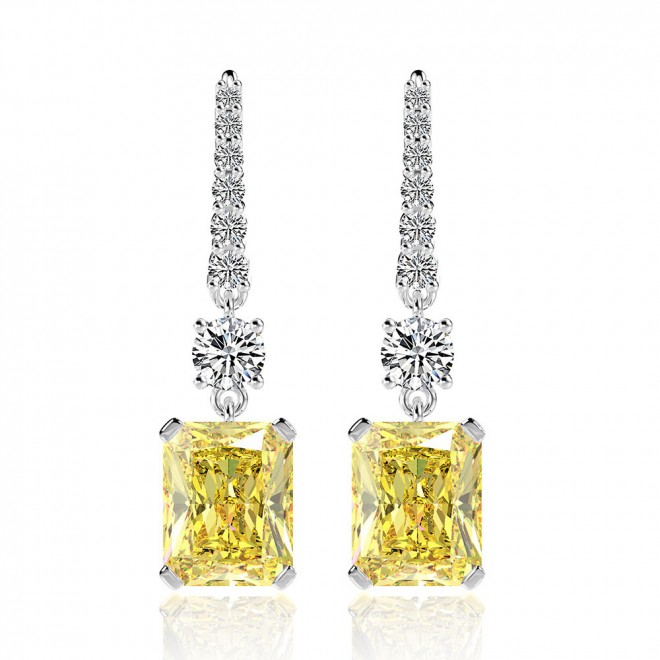 rectangular pendant high ice diamond earrings