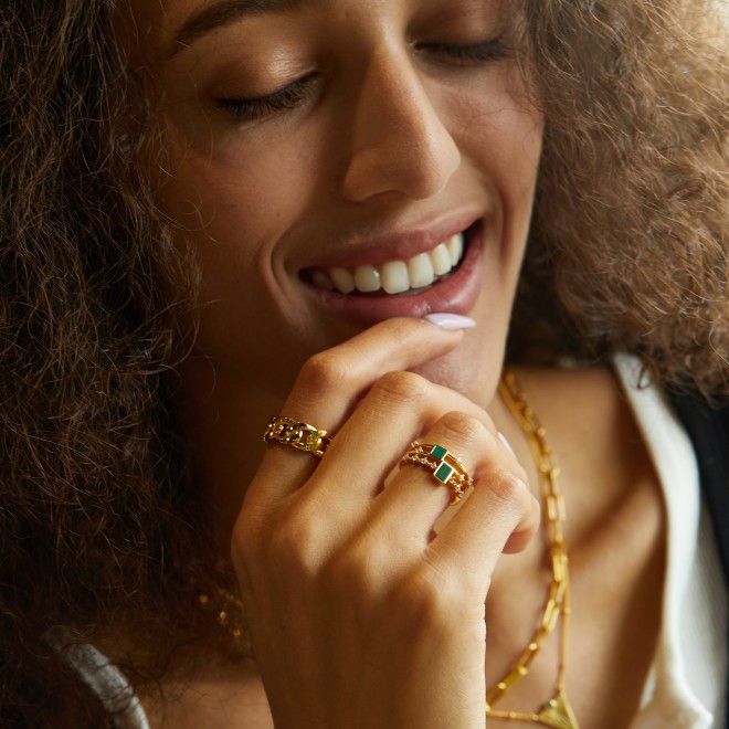 Double Row Stone Ring