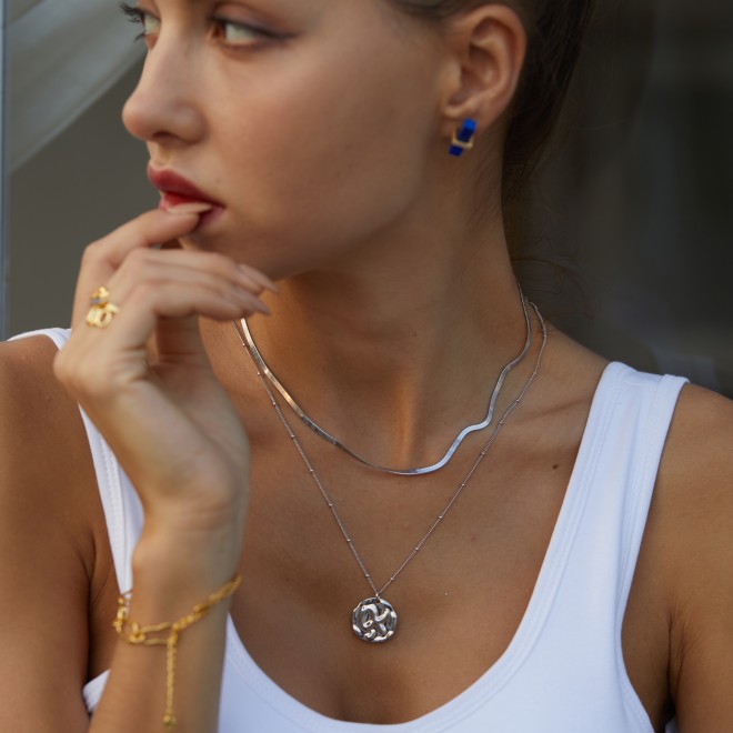 Solid Gold Herringbone Necklace