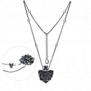 Black Irregular Flower Necklace