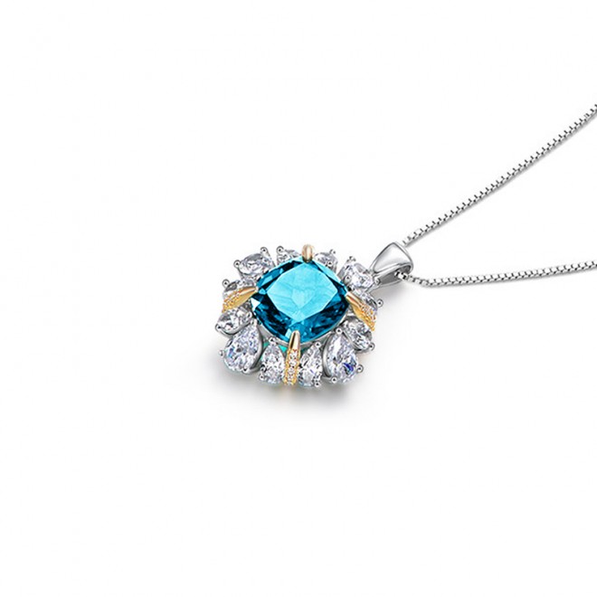 Ice cut geometric high carbon diamond necklace