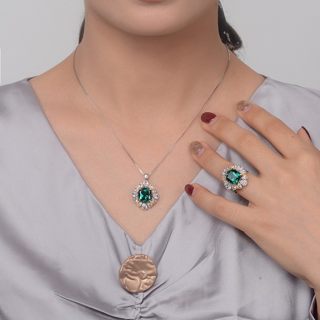 Ice cut geometric high carbon diamond necklace