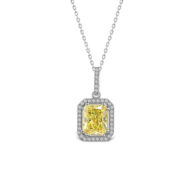 Yellow small octagonal zircon Pendant