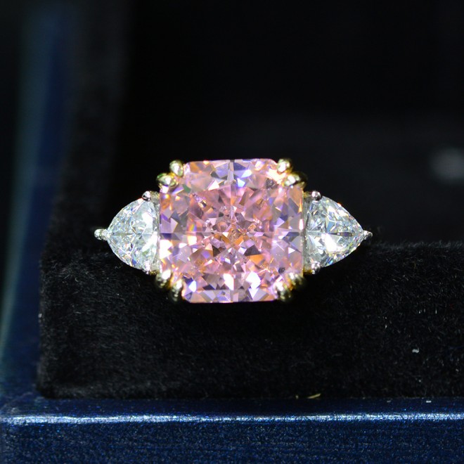 Square Pink Zirconium Ring
